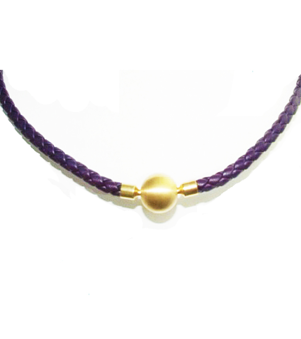 Purple Braided Leather Necklace from Germany