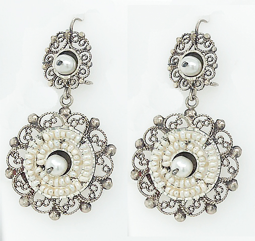 Rising Mexican Sterling and Pearl Earrings