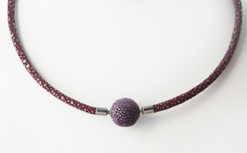 Necklace of Purple Stingray Leather