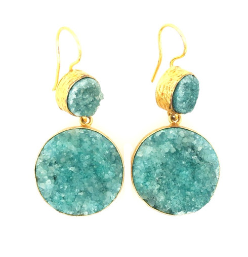 Turkish Green Druzy Earrings
