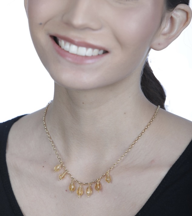 Woman Wearing Citrine Italian Necklace