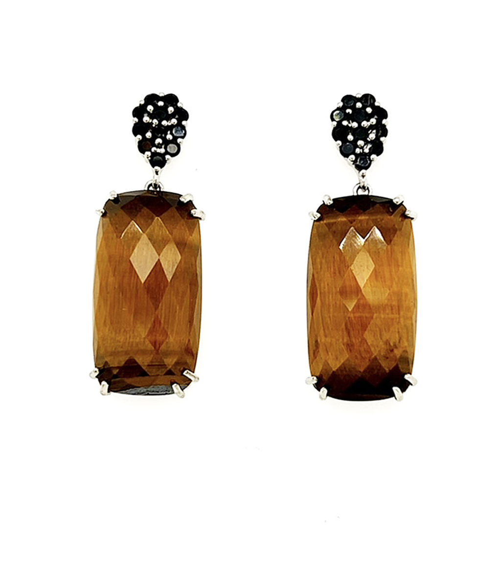 Tiger's Eye and Black Onyx Earrings