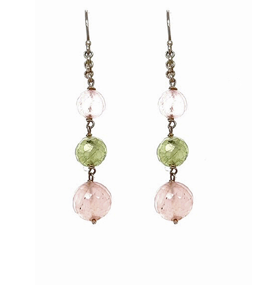 Rose Quartz and Prehnite Earrings
