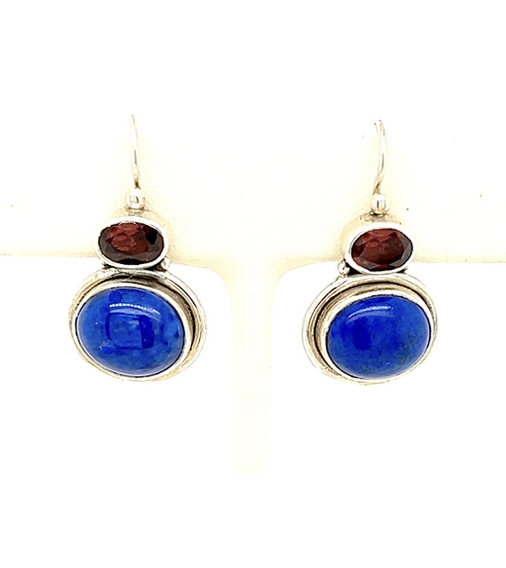 Lapis Lazuli and Garnet Earrings