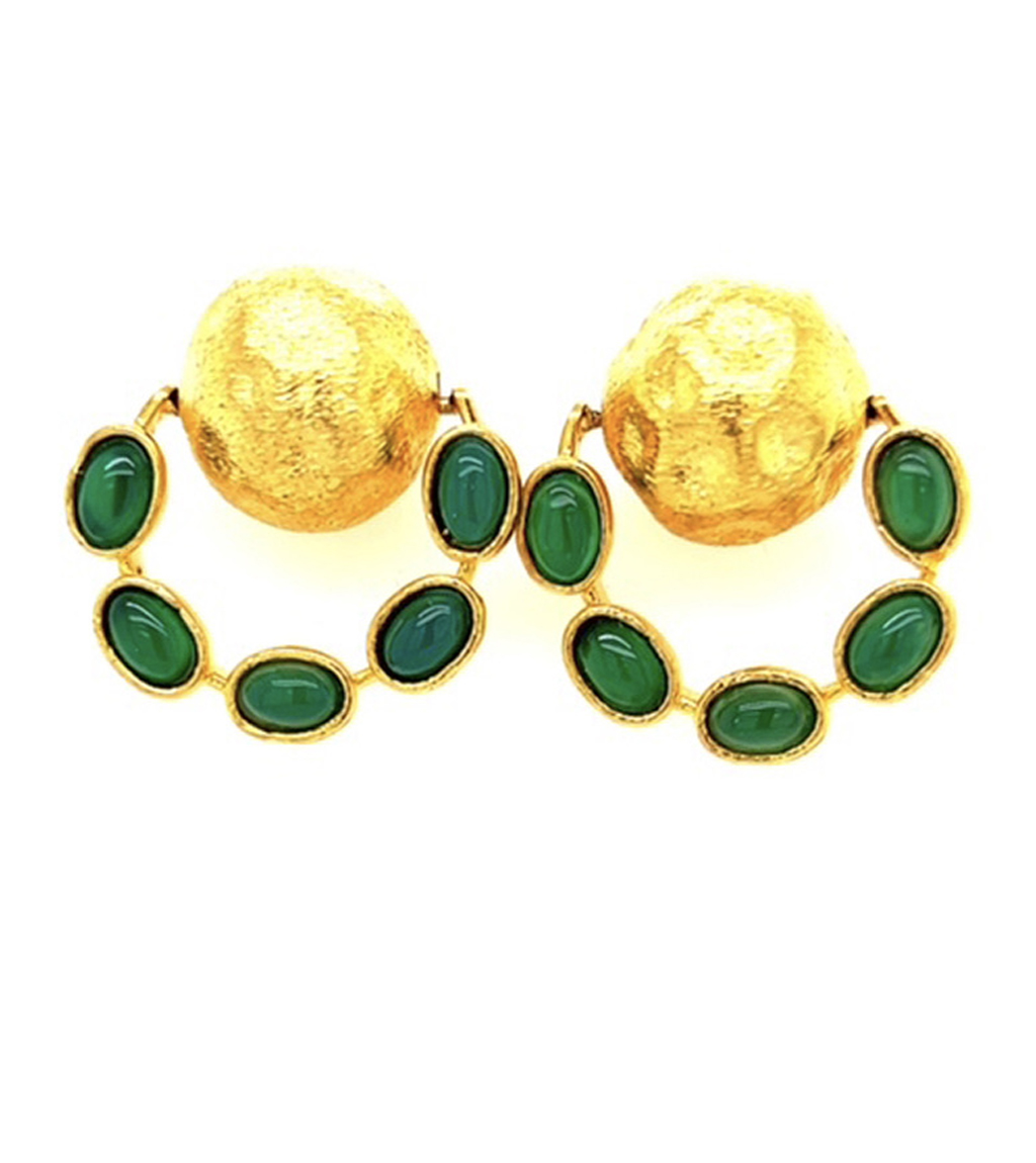 Green and Gold Turkish Earrings