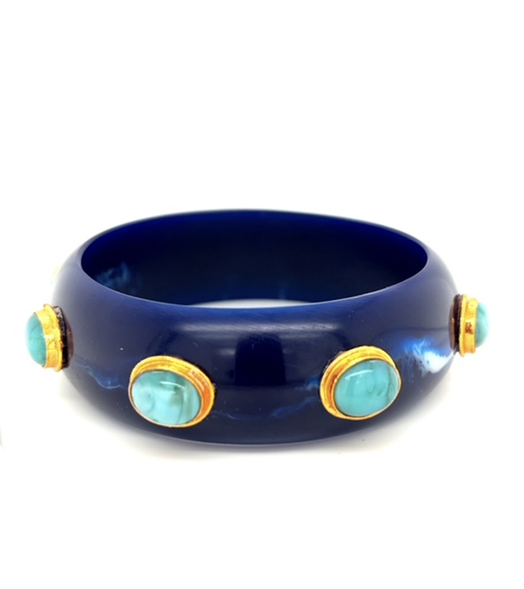 Navy Blue and Turquoise French Bracelet