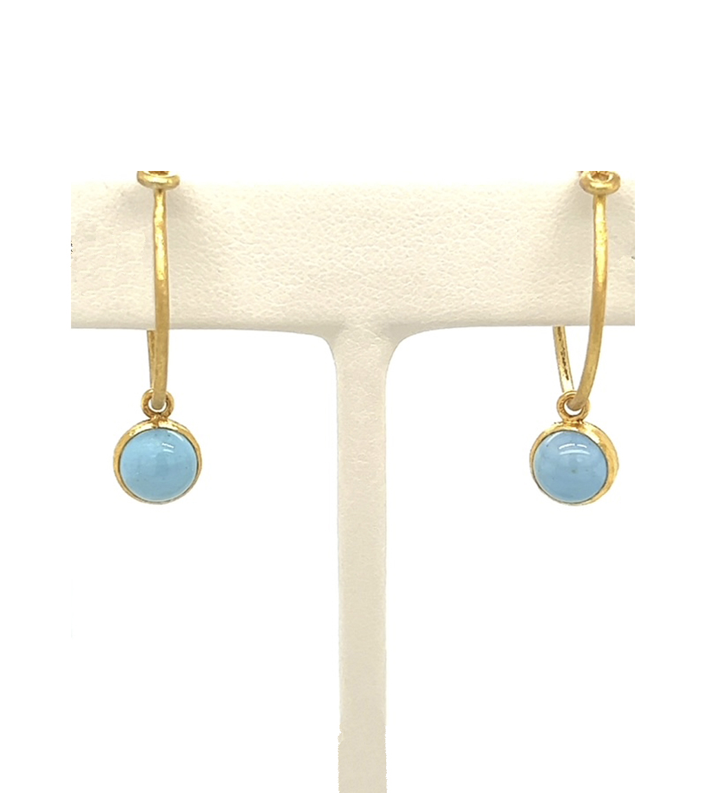 Brag Stone on Gold Swedish Hoop Earrings