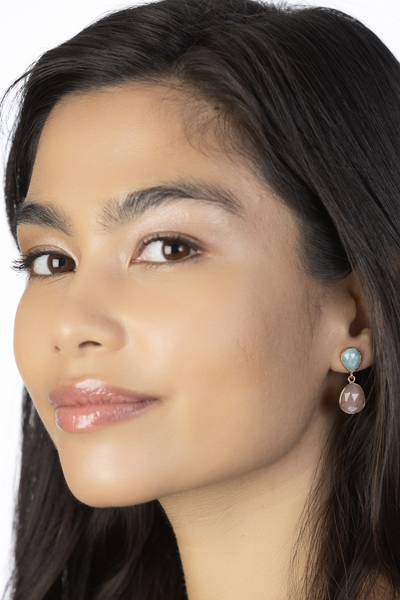 Woman Wearing Peach Moonstone and Amazonite