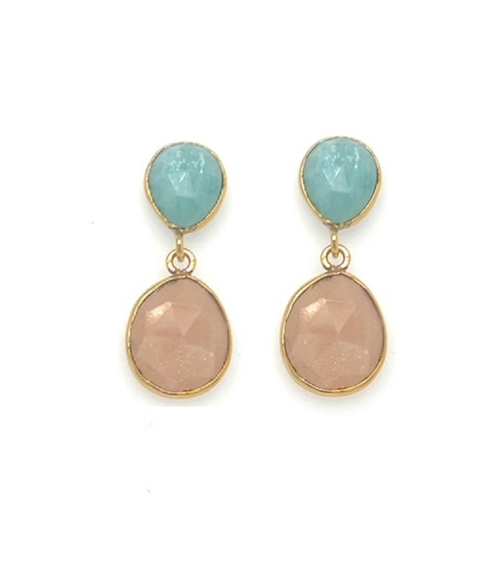 Peach Moonstone and Amazonite