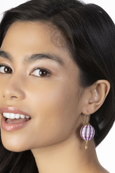 Woman Wearing Topping off the Apparel in Murano Earrings