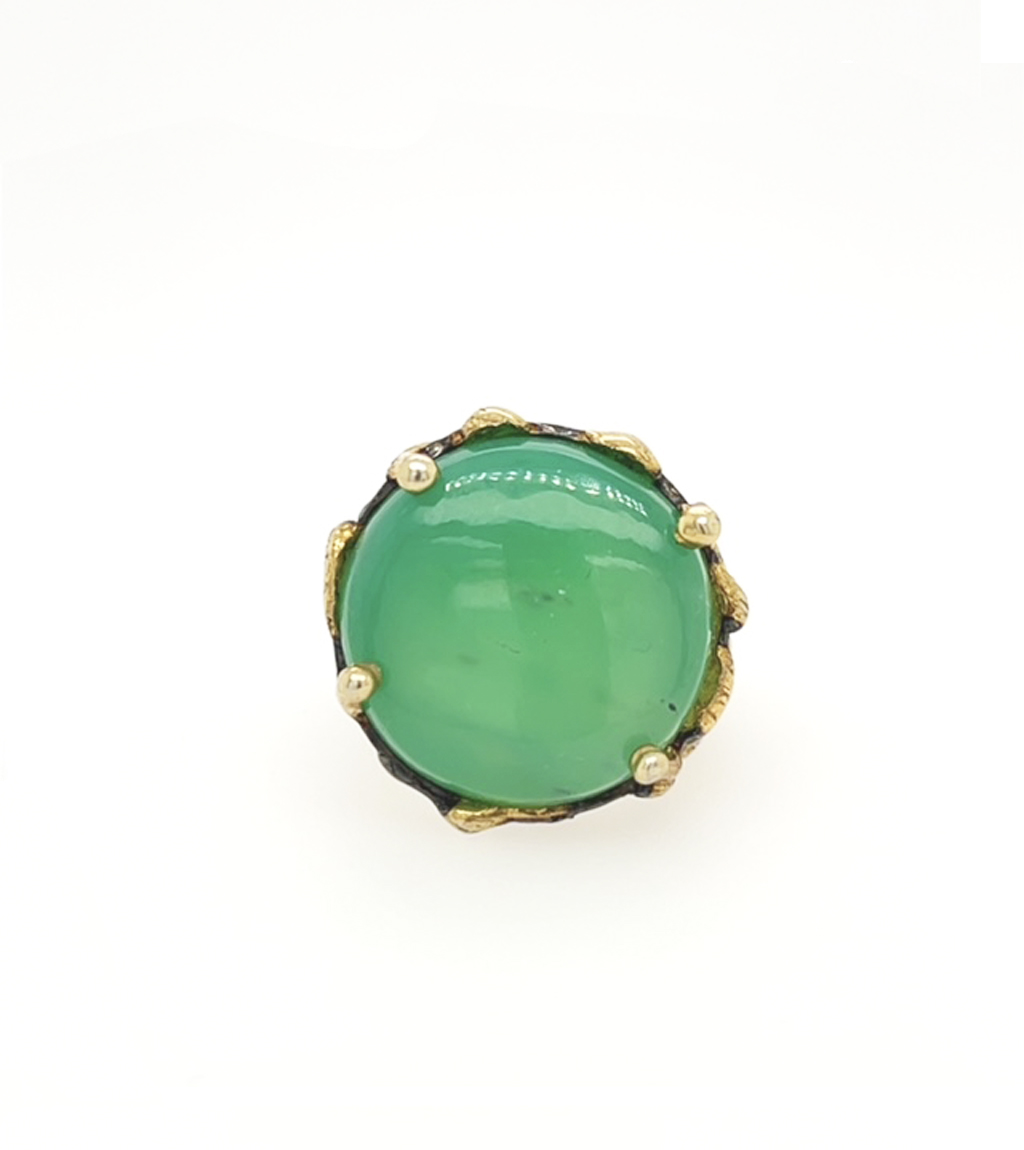 Top view of Green Chrysoprase Ring