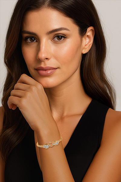 Woman Wearing Italian Gold Bracelet
