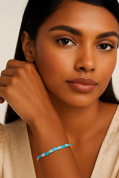 Woman Wearing Amazonite Mexican Bracelet