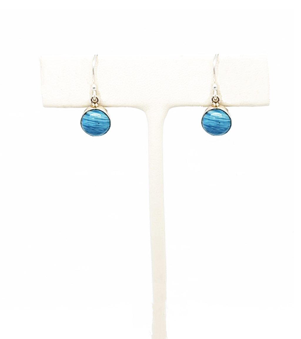 Smaller Swedish blue Brag Stone Earrings with a Fish Hook Back