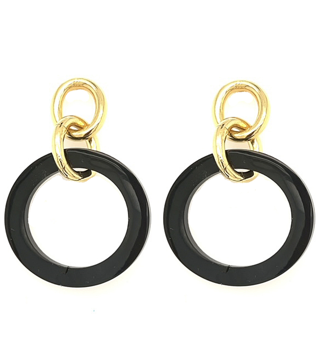 Italian Black Horn Earrings