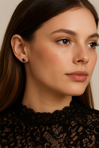 Deep Red Garnets in Sterling Silver Earrings - Image 2