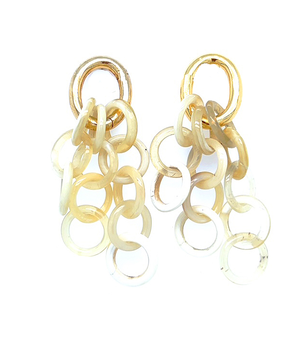 Small Cascading white horn Italian Earrings