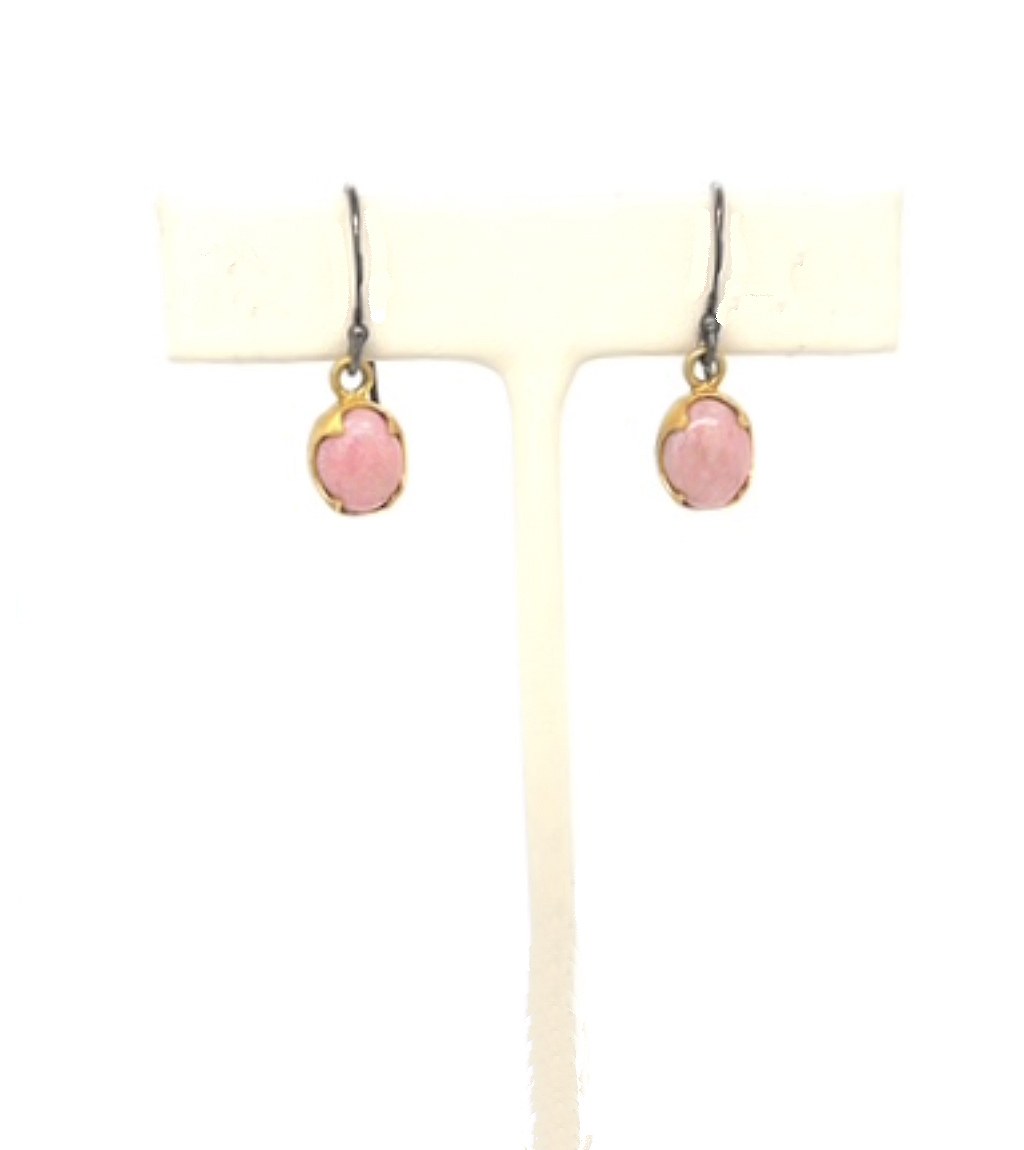 Norwegian Thulite, Gold and Black Rhodium Earrings
