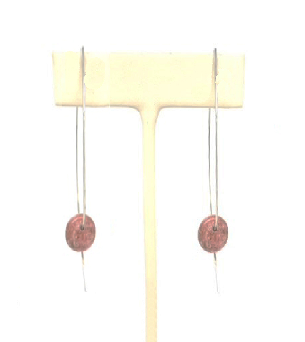 Norwegian Thulite Earrings with over-sized fish hook backs