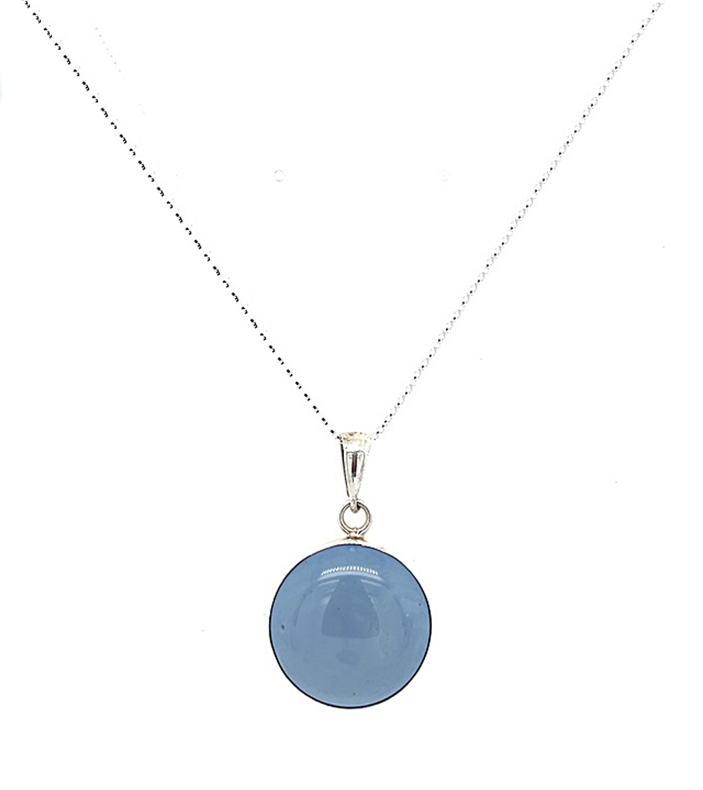 Blue Brag Stone Pendant on Sterling Silver Necklace
