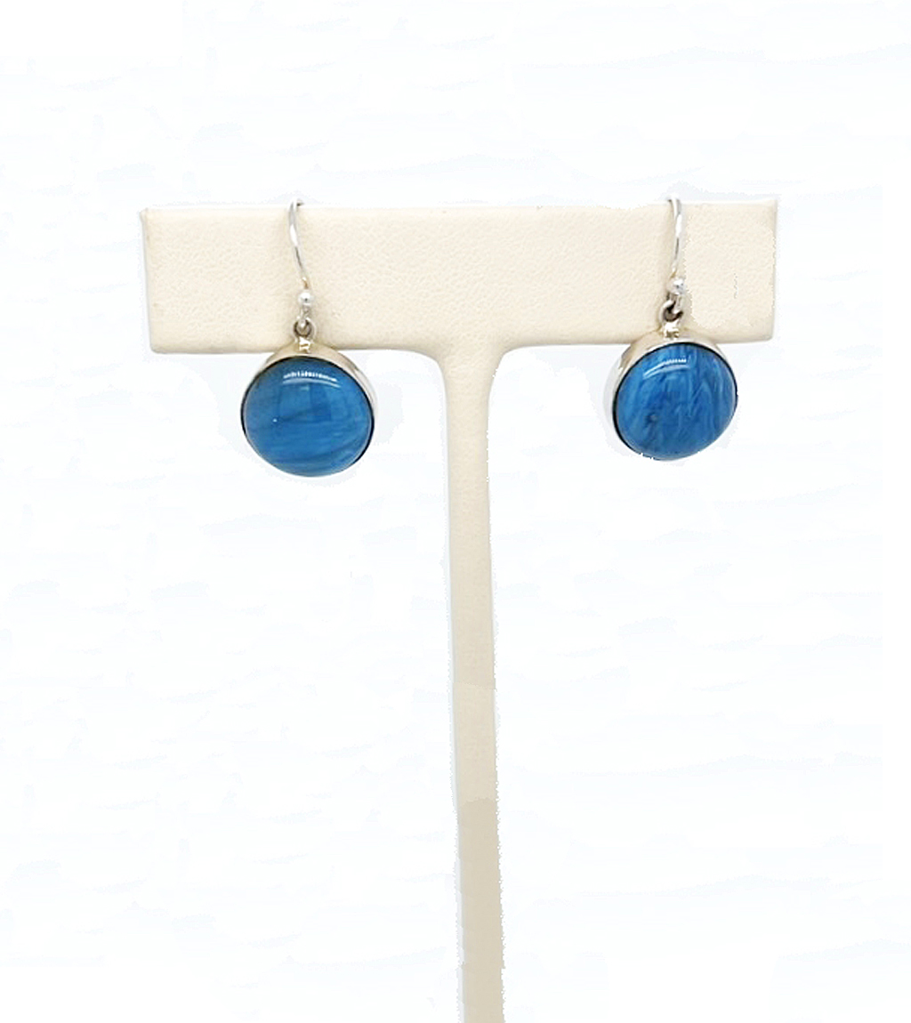 Swedish Blue Brag Stone Earrings with a Fish Hook Back