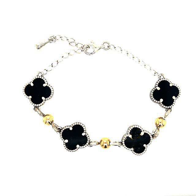 Black Onyx Quatrefoil Bracelet