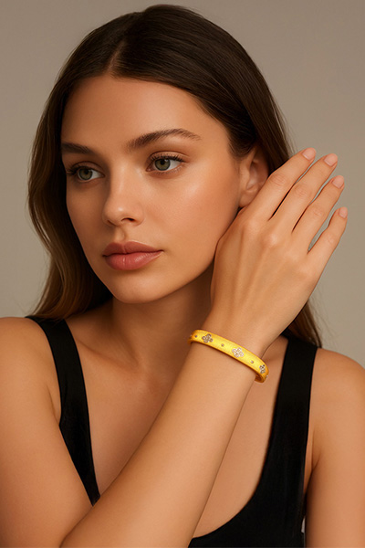 Woman Wearing Smaller Buccellati Inspired Italian Bracelet