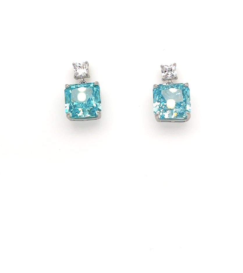 Baby Blue Zircon French Earrings