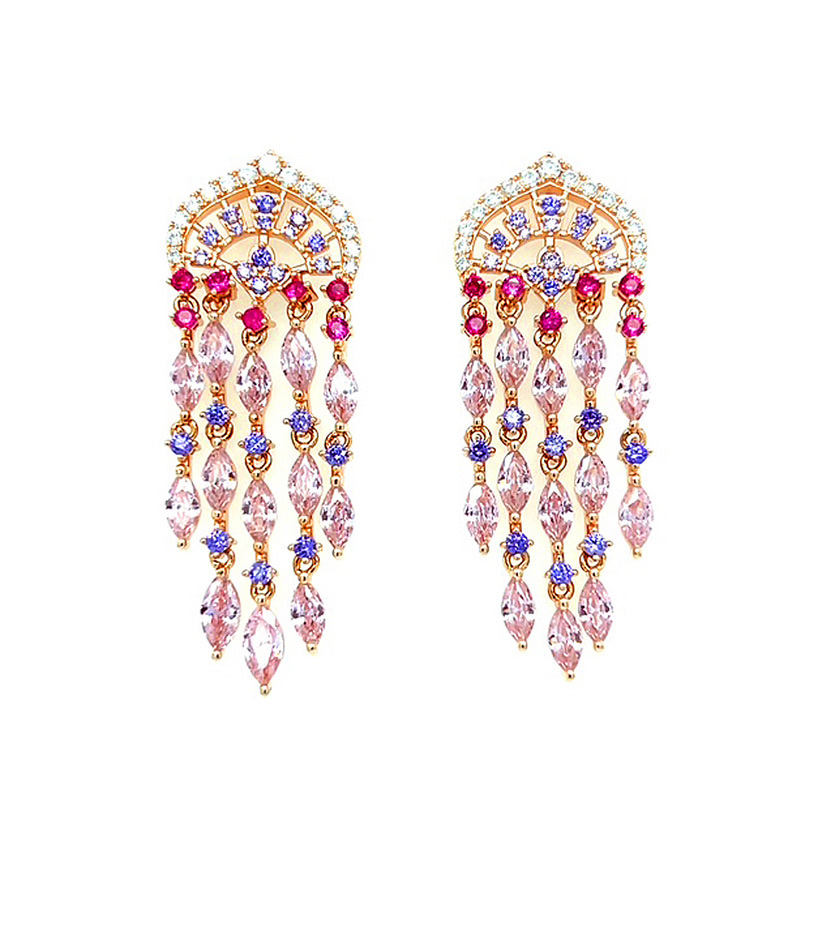 Zircon stones of various colors in French Earrings
