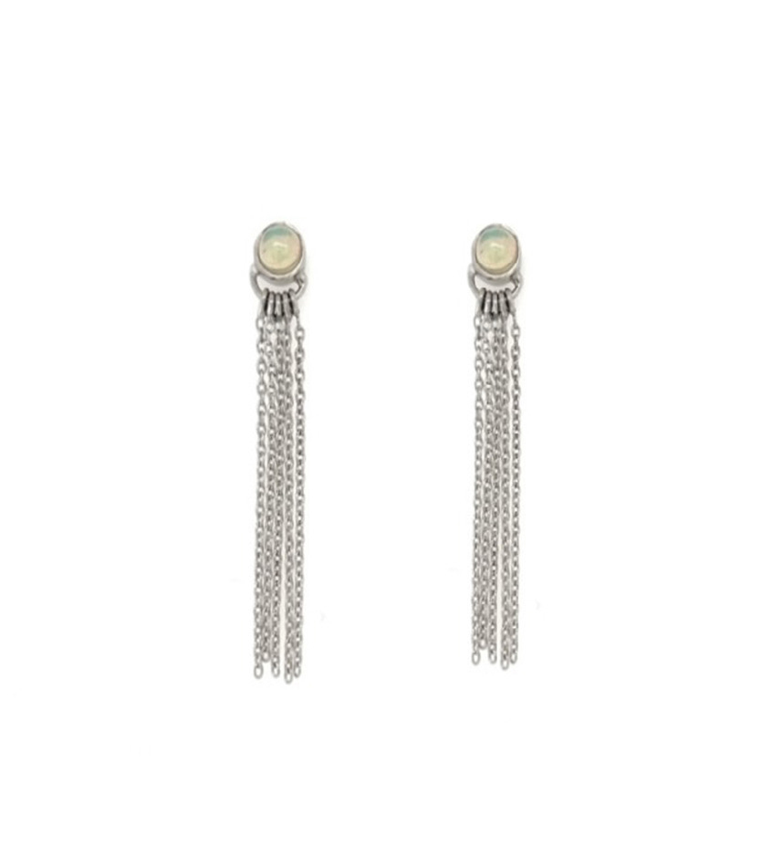 Opal and fringe in French Earrings
