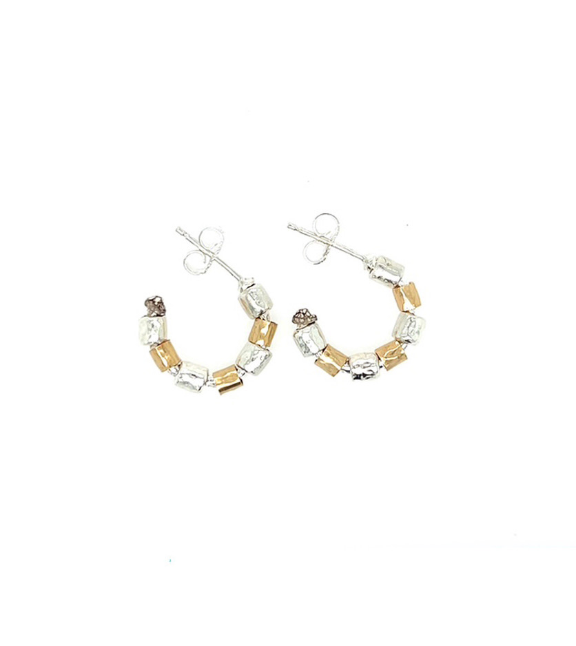 Sterling Silver and Gold Dutch Hoop Earrings