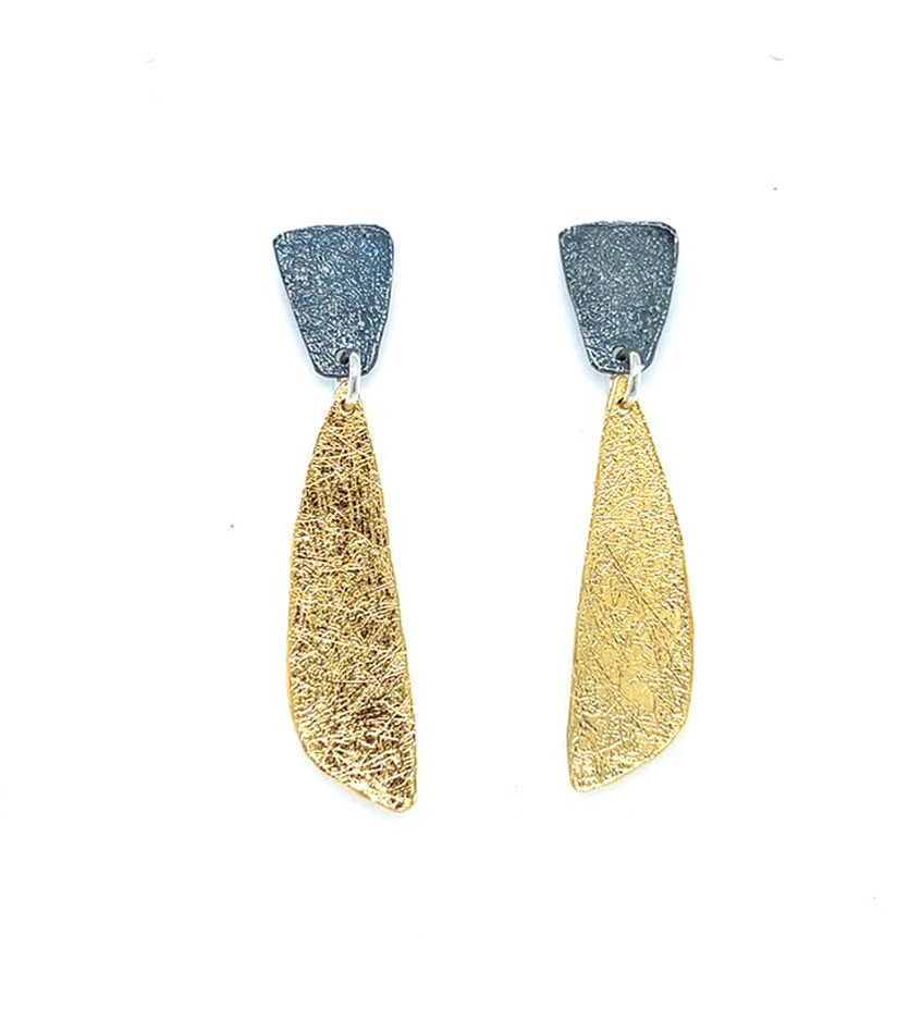 Oxidized Sterling Silver & Sterling Vermeil Earrings