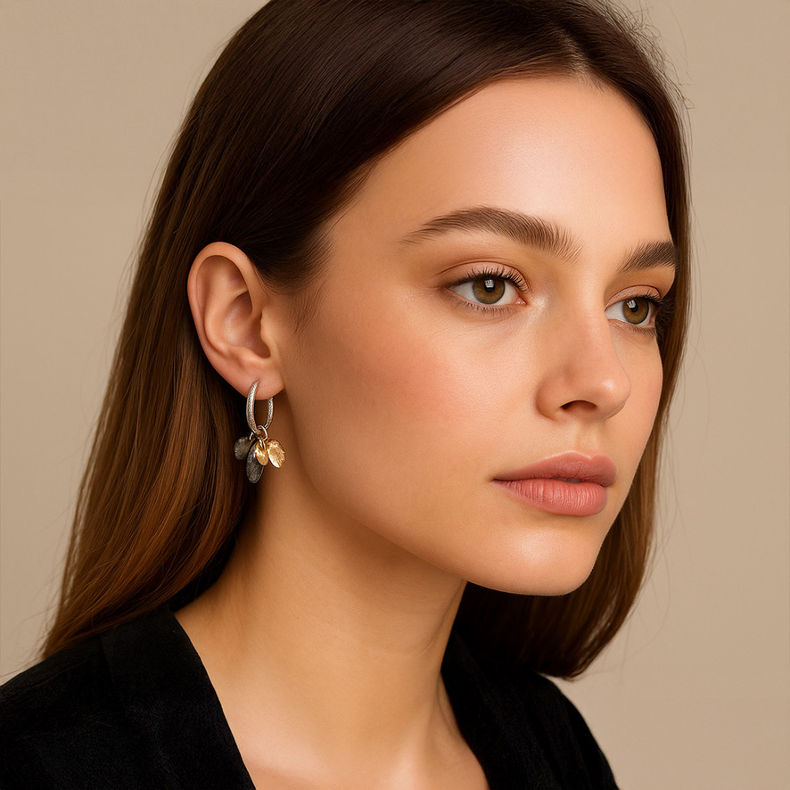 Woman Wearing Dutch Dangle Earrings