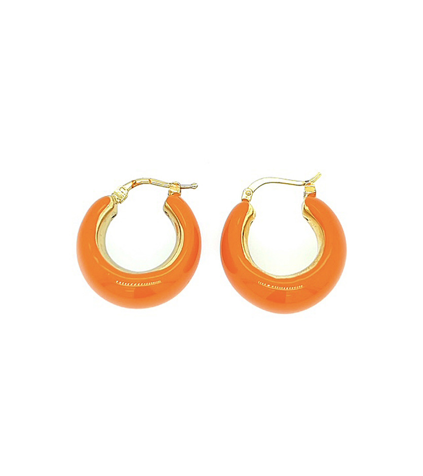 Orange Italian Enamel Hoop Earrings