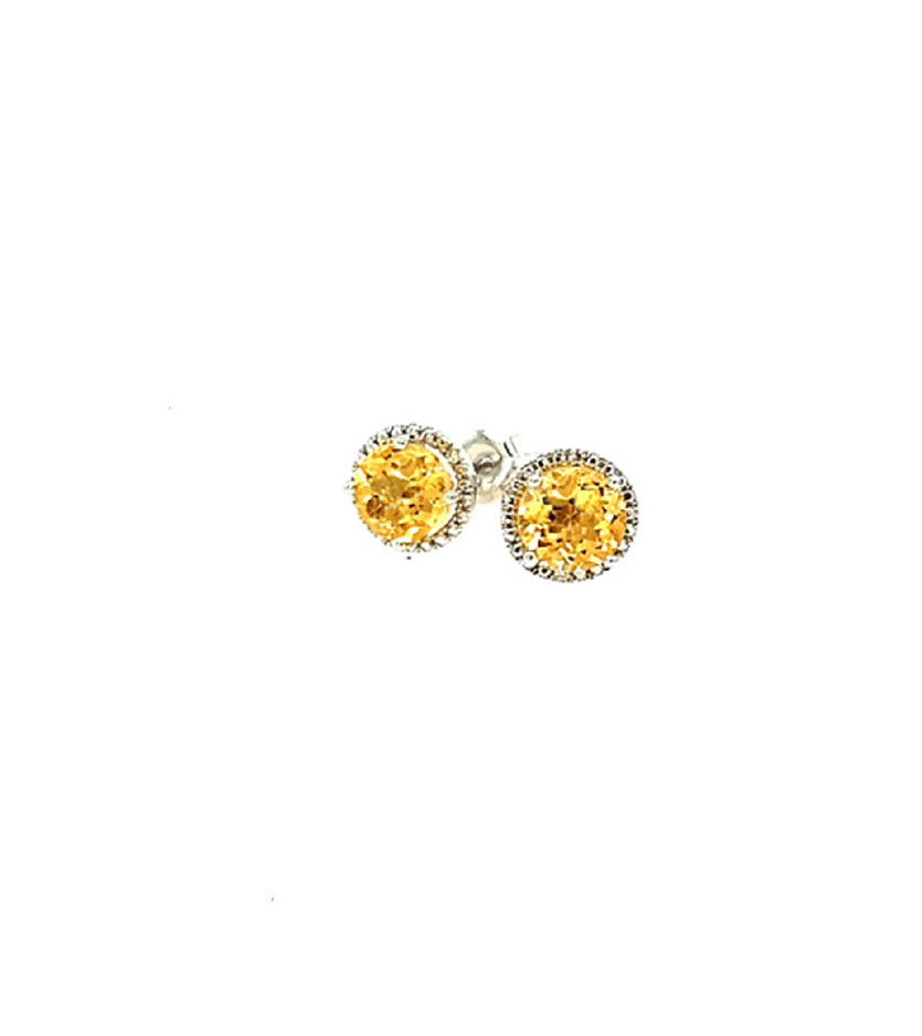 Citrine and Diamond Studs