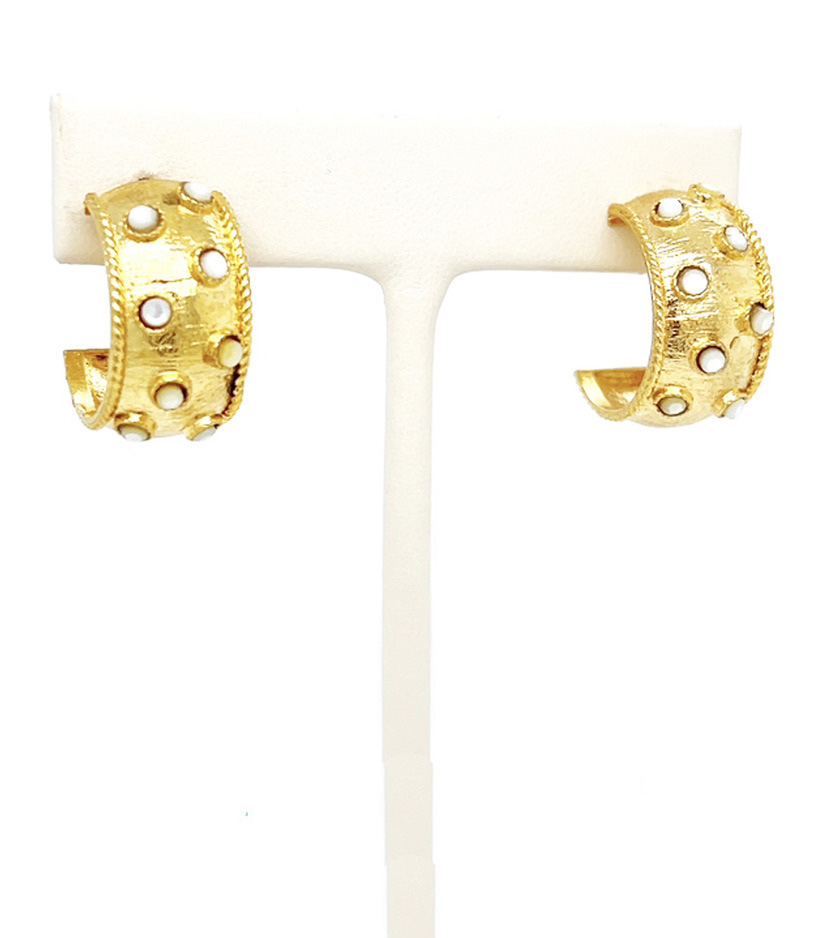 Gold and Mother of Pearl Hoops