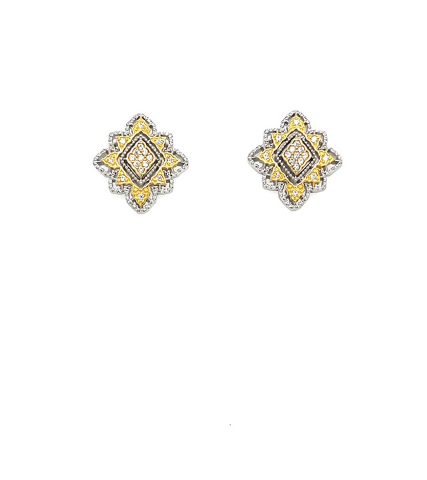 Diamond-shaped Gold and Silver Studs