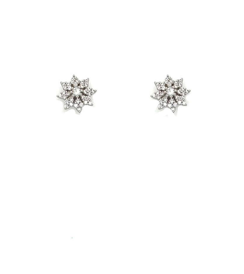 Flowers in White Crystal Earrings