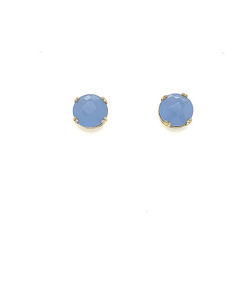 Blue Chalcedony Stud Earrings