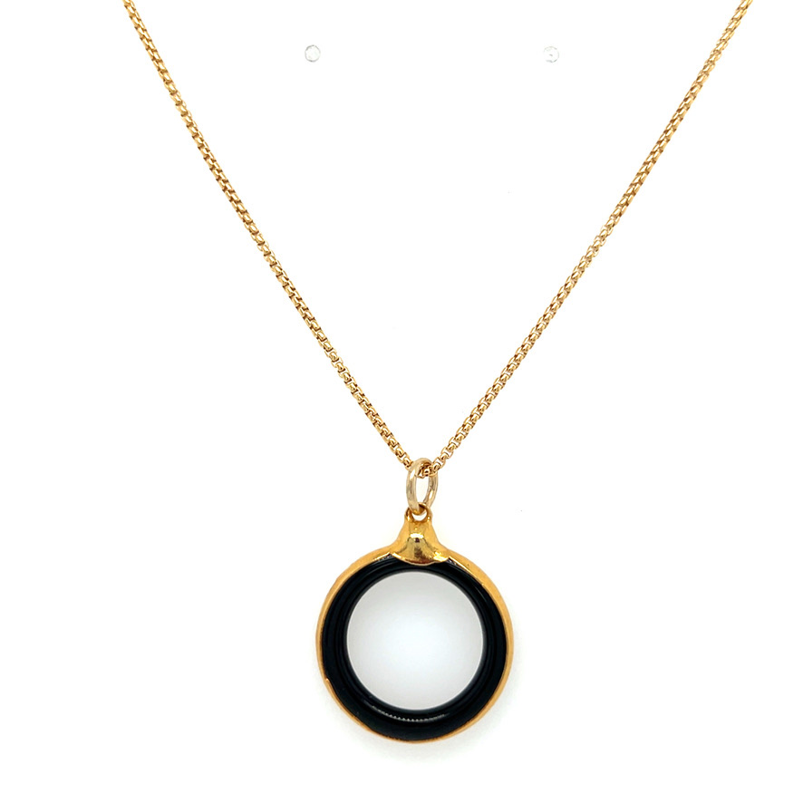 Black Onyx and Gold Medallion Necklace