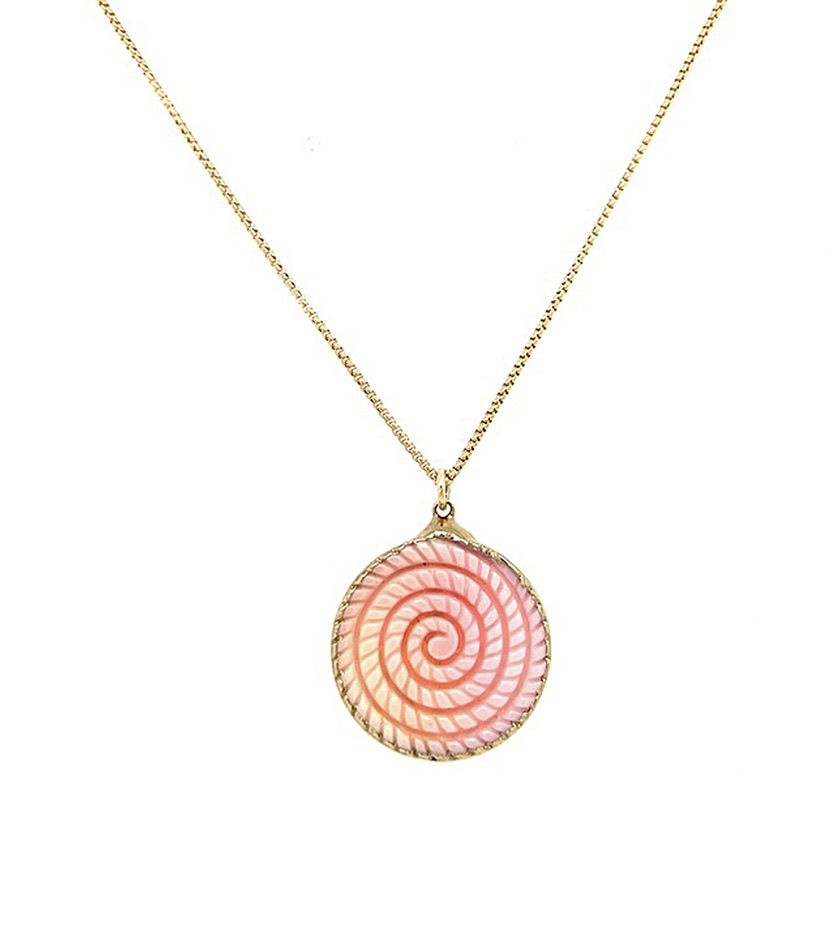 Swirling Conch Shell Medallion Necklace