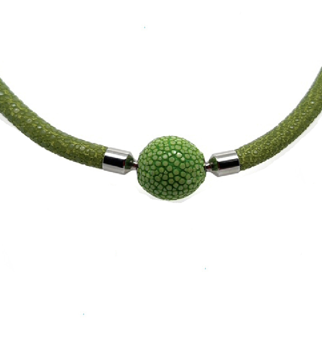 Soft Green Singray Leather Necklace