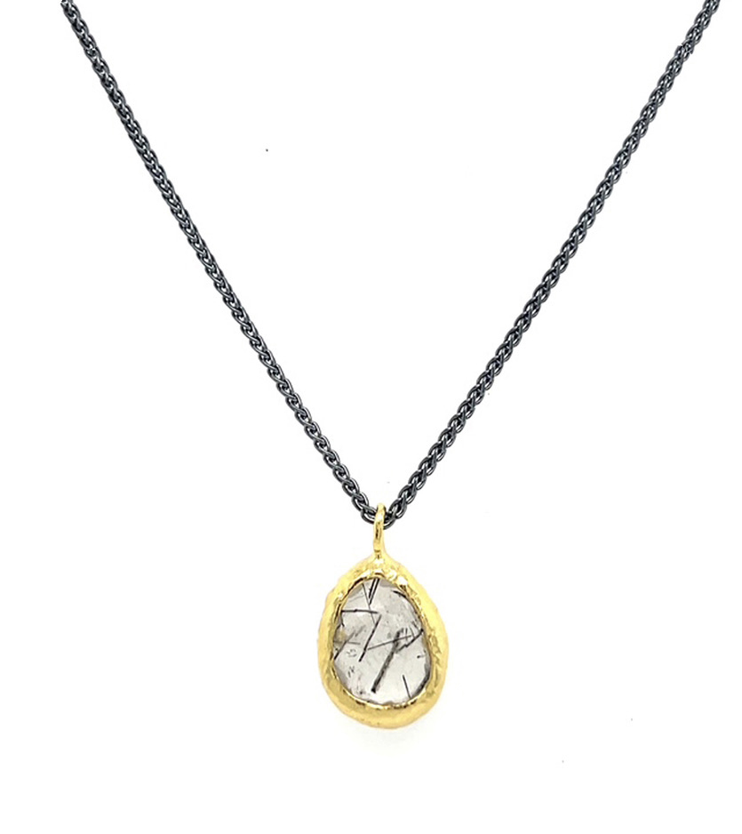 Dutch Long Black Rutile Necklace