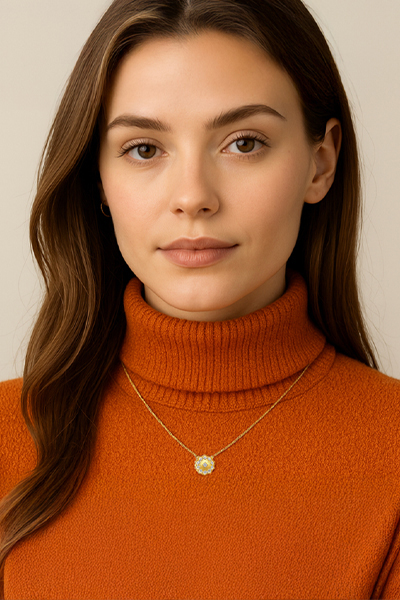 Woman Wearing Buccellati Inspired Gold Necklace