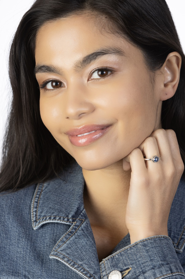 Woman Wearing Blue Kyanite Ring