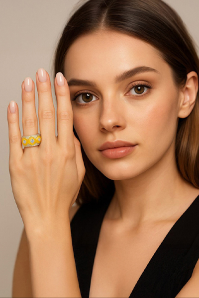 Woman Wearing Buccellati Inspired Ring