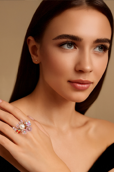 Woman Wearing French Garden Ring