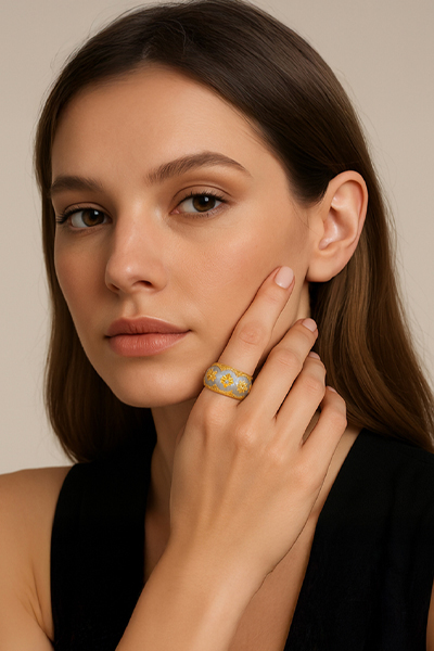 Woman Wearing Buccellati Inspired Ring