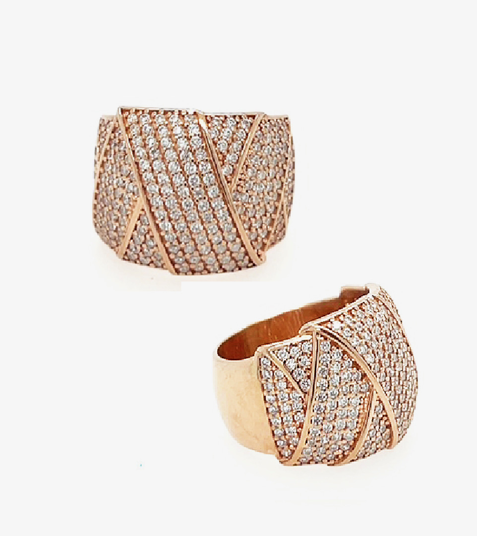 Rose Gold and White Crystal Ring