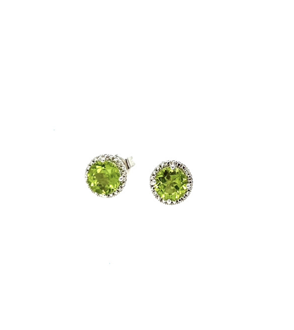 Peridot and Diamond Stud Earrings